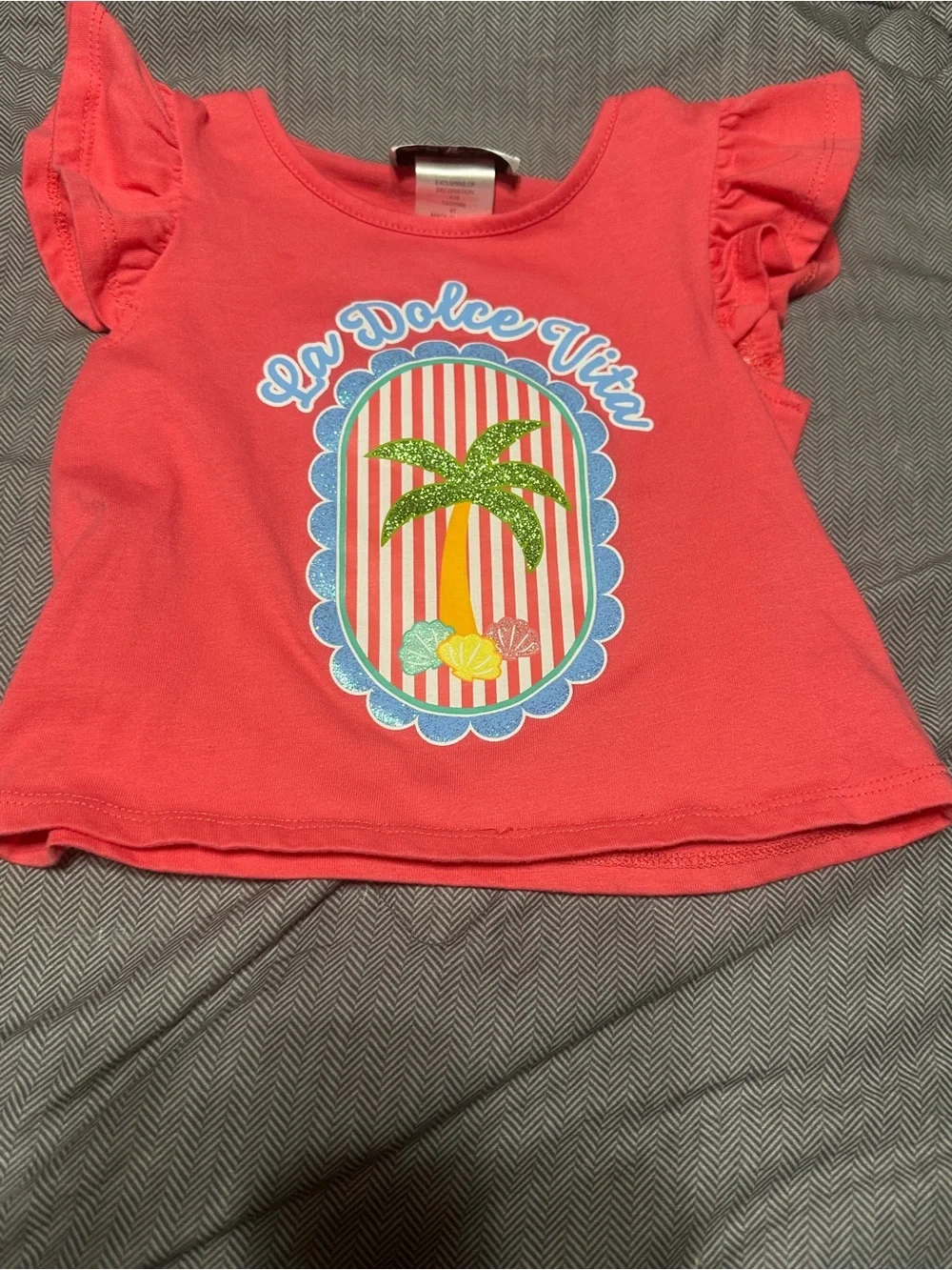 Rare Editions Coral Graphic Tee with Blue and Green Accents